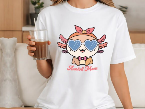 Cute Axolotl Mom Cartoon Design: Creative & POD-Ready
