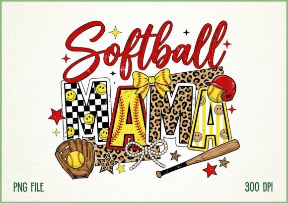 Cute Softball Mama Mom Bow Design: Creative Asset Guide