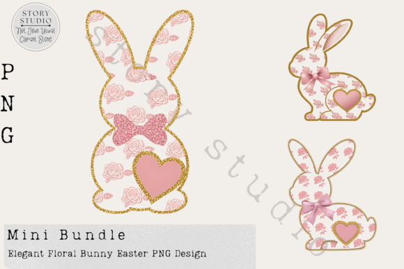 Elegant Floral Bunny Easter PNG Design for Spring Projects