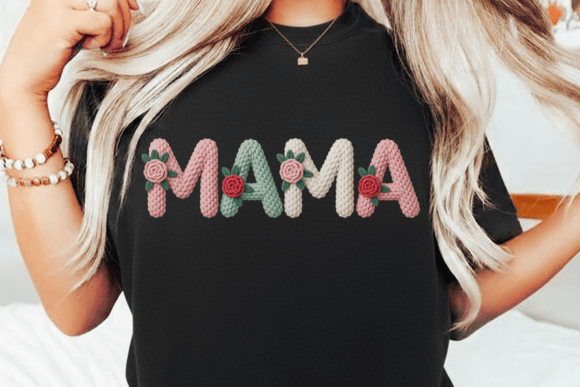Elegant Knitted Floral Mama PNG for Heartfelt Design