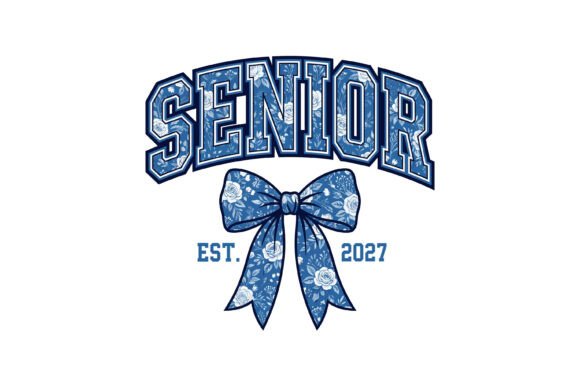Elegant Senior 2027 Floral Bow Design for Modern Branding