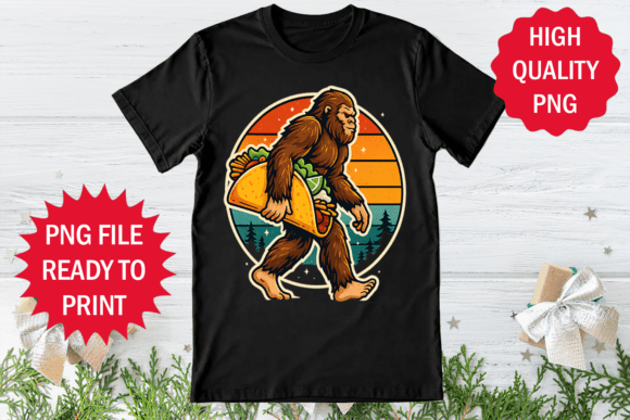 Funny Tacos Lover Bigfoot Shirt Design: A Vibrant Creative Asset