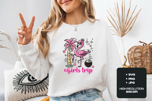 Girls Trip Flamingo SVG Design: A Tropical Graphic for Summer Branding
