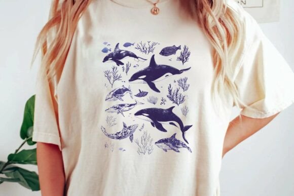 Purple Orca Whale Underwater Coral Pattern